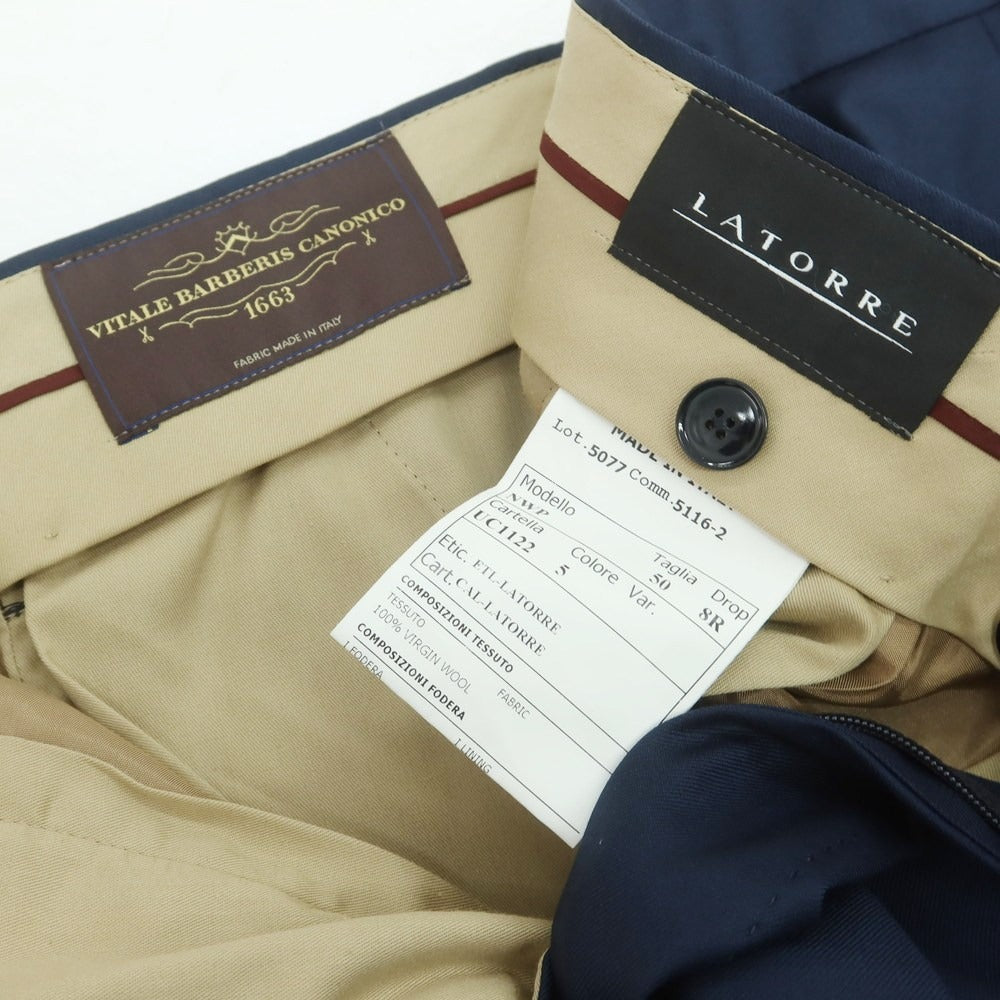 【新品】サルトリア ラトーレ SARTORIA LATORRE ウール ドレススラックスパンツ ネイビー【 50 】【 状態ランクN 】【 メンズ 】