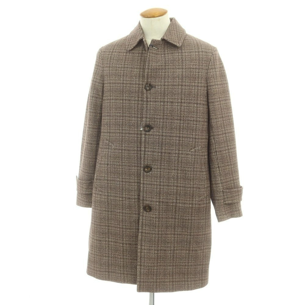 【新品】チルコロ1901 CIRCOLO 1901 コットン ジャージー グレンチェック ステンカラーコート ブラウン【 48 】【 状態ランクN 】【 メンズ 】