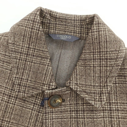 【新品】チルコロ1901 CIRCOLO 1901 コットン ジャージー グレンチェック ステンカラーコート ブラウン【 48 】【 状態ランクN 】【 メンズ 】