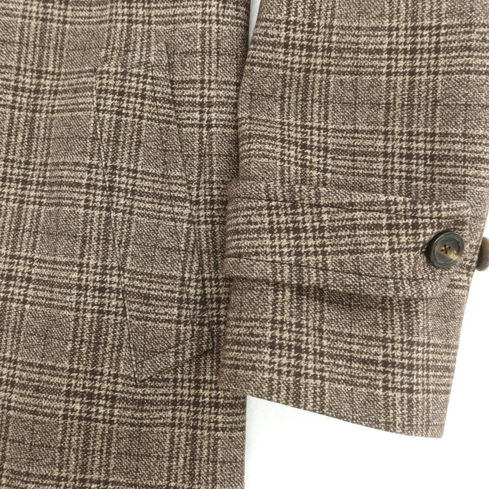 【新品】チルコロ1901 CIRCOLO 1901 コットン ジャージー グレンチェック ステンカラーコート ブラウン【 48 】【 状態ランクN 】【 メンズ 】