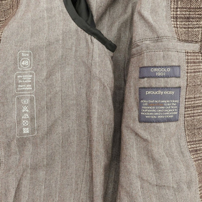 【新品】チルコロ1901 CIRCOLO 1901 コットン ジャージー グレンチェック ステンカラーコート ブラウン【 48 】【 状態ランクN 】【 メンズ 】