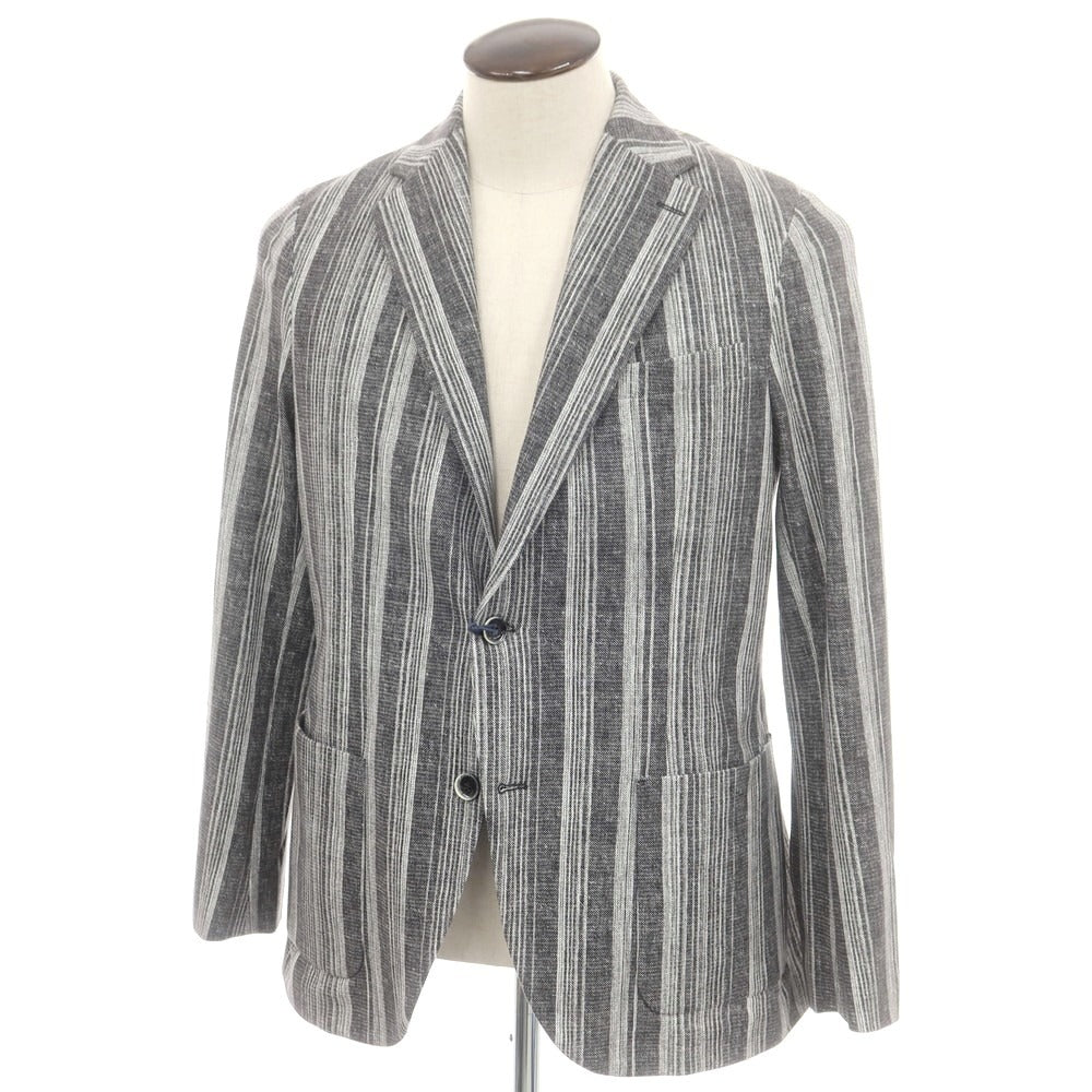 【新品】チルコロ1901 CIRCOLO 1901 コットンジャージー ストライプ カジュアルジャケット グレーxホワイト【 52 】【 状態ランクN 】【 メンズ 】