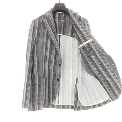 【新品】チルコロ1901 CIRCOLO 1901 コットンジャージー ストライプ カジュアルジャケット グレーxホワイト【 52 】【 状態ランクN 】【 メンズ 】