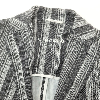 【新品】チルコロ1901 CIRCOLO 1901 コットンジャージー ストライプ カジュアルジャケット グレーxホワイト【 52 】【 状態ランクN 】【 メンズ 】