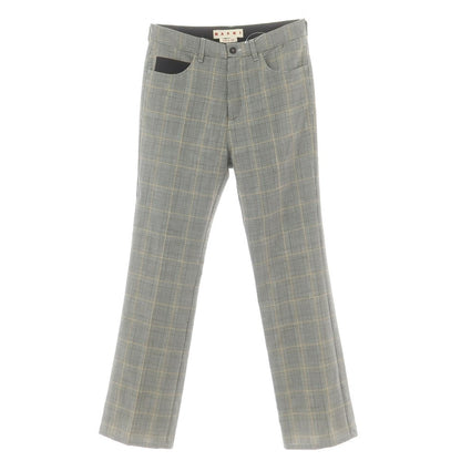 【新品】マルニ MARNI ウールモヘヤ チェック カジュアルスラックスパンツ グレー系xホワイト【 48 】【 状態ランクN 】【 メンズ 】
