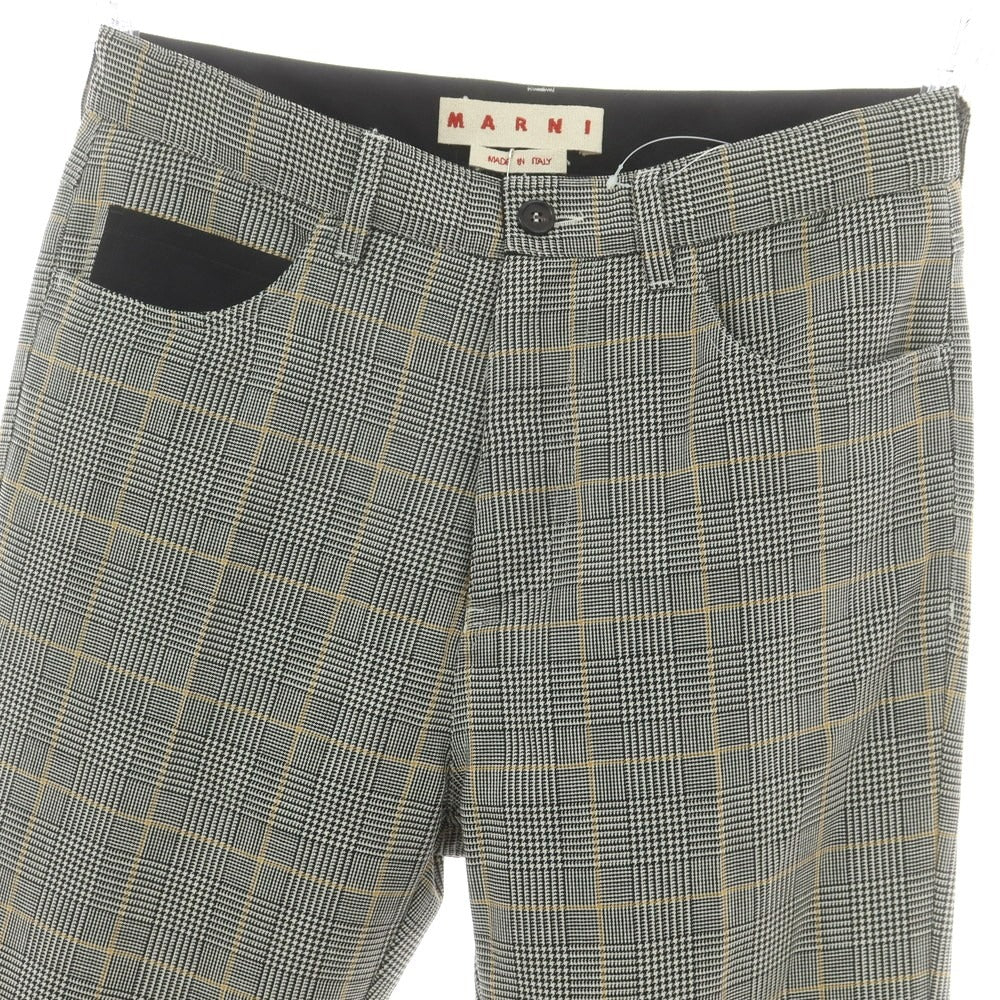 【新品】マルニ MARNI ウールモヘヤ チェック カジュアルスラックスパンツ グレー系xホワイト【サイズ48】【 状態ランクN 】【 メンズ 】 [DPD]