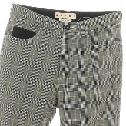 【新品】マルニ MARNI ウールモヘヤ チェック カジュアルスラックスパンツ グレー系xホワイト【 48 】【 状態ランクN 】【 メンズ 】