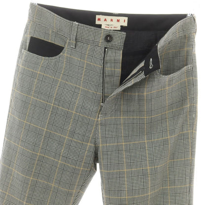 【新品】マルニ MARNI ウールモヘヤ チェック カジュアルスラックスパンツ グレー系xホワイト【 48 】【 状態ランクN 】【 メンズ 】