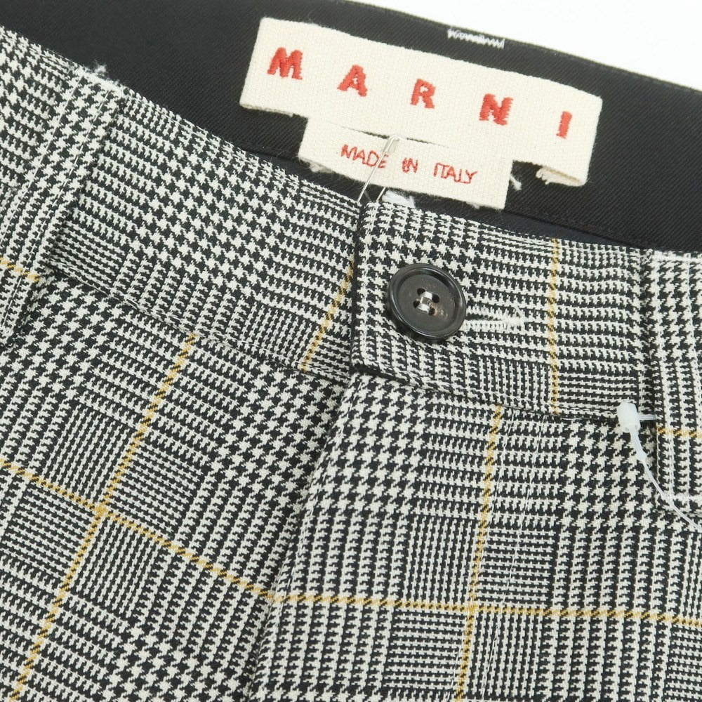 【新品】マルニ MARNI ウールモヘヤ チェック カジュアルスラックスパンツ グレー系xホワイト【サイズ48】【 状態ランクN 】【 メンズ 】 [DPD]