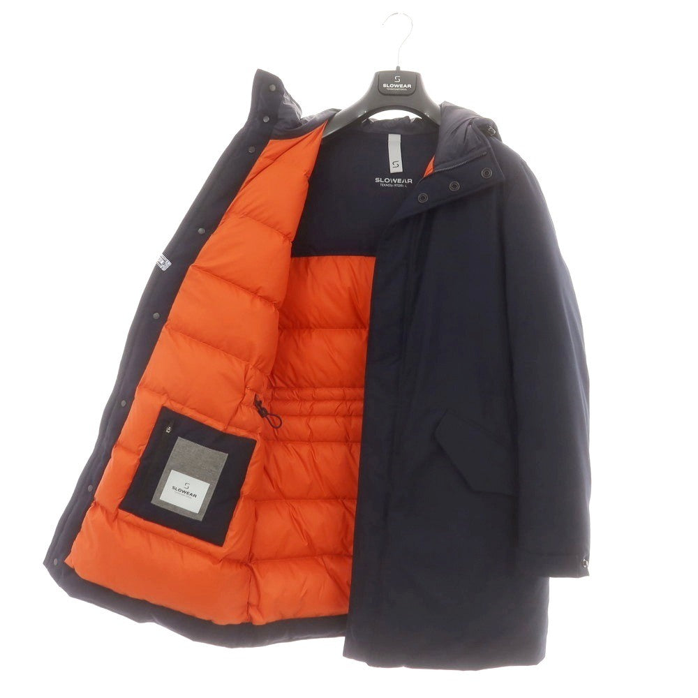 【新品】スローウェア SLOWEAR TEKNOSARTORIAL ポリエステルレーヨン ダウンコート ネイビー【サイズ46】【 状態ランクN 】【 メンズ 】 [DPD]
