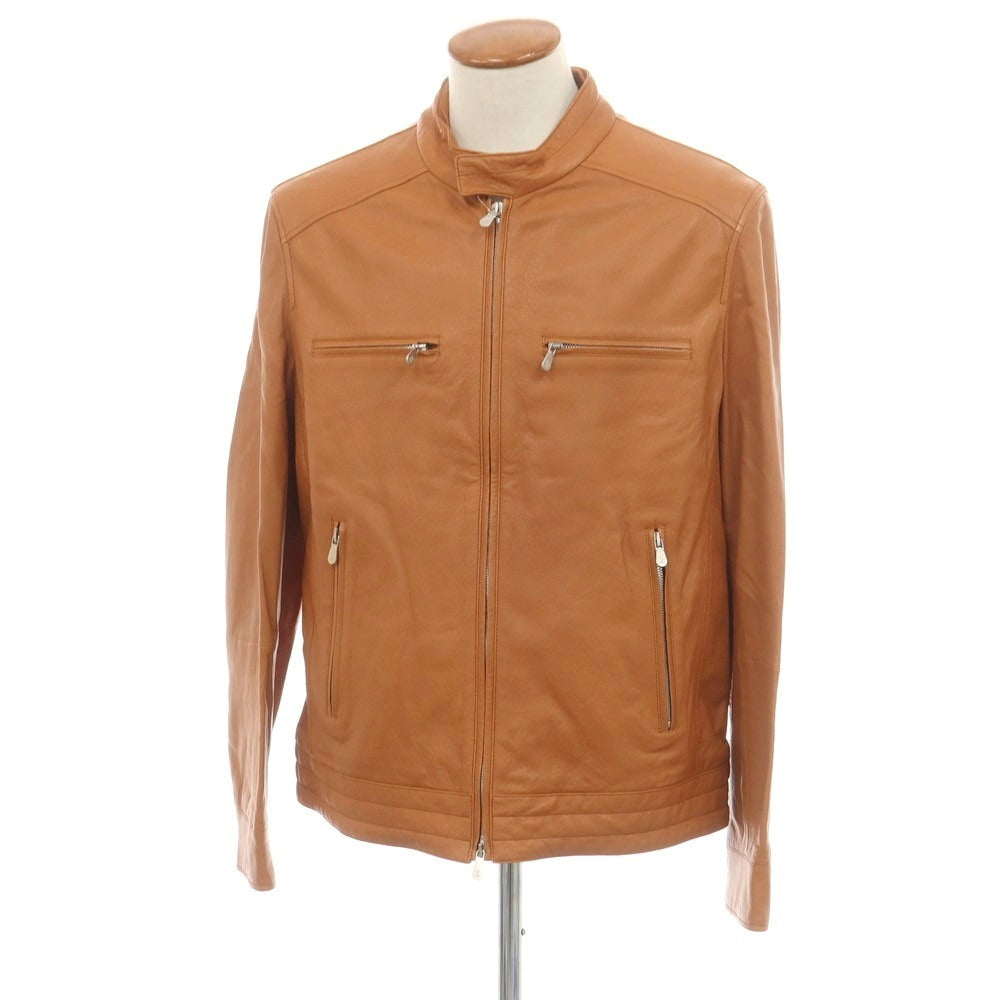 【新品】ブルネロクチネリ Brunello Cucinelli シングルライダース レザーブルゾン ライトブラウン【 Ｍ 】【 状態ランクN 】【 メンズ 】