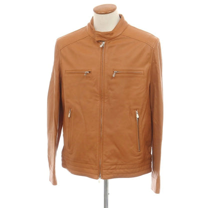 【新品】ブルネロクチネリ Brunello Cucinelli シングルライダース レザーブルゾン ライトブラウン【 Ｍ 】【 状態ランクN 】【 メンズ 】