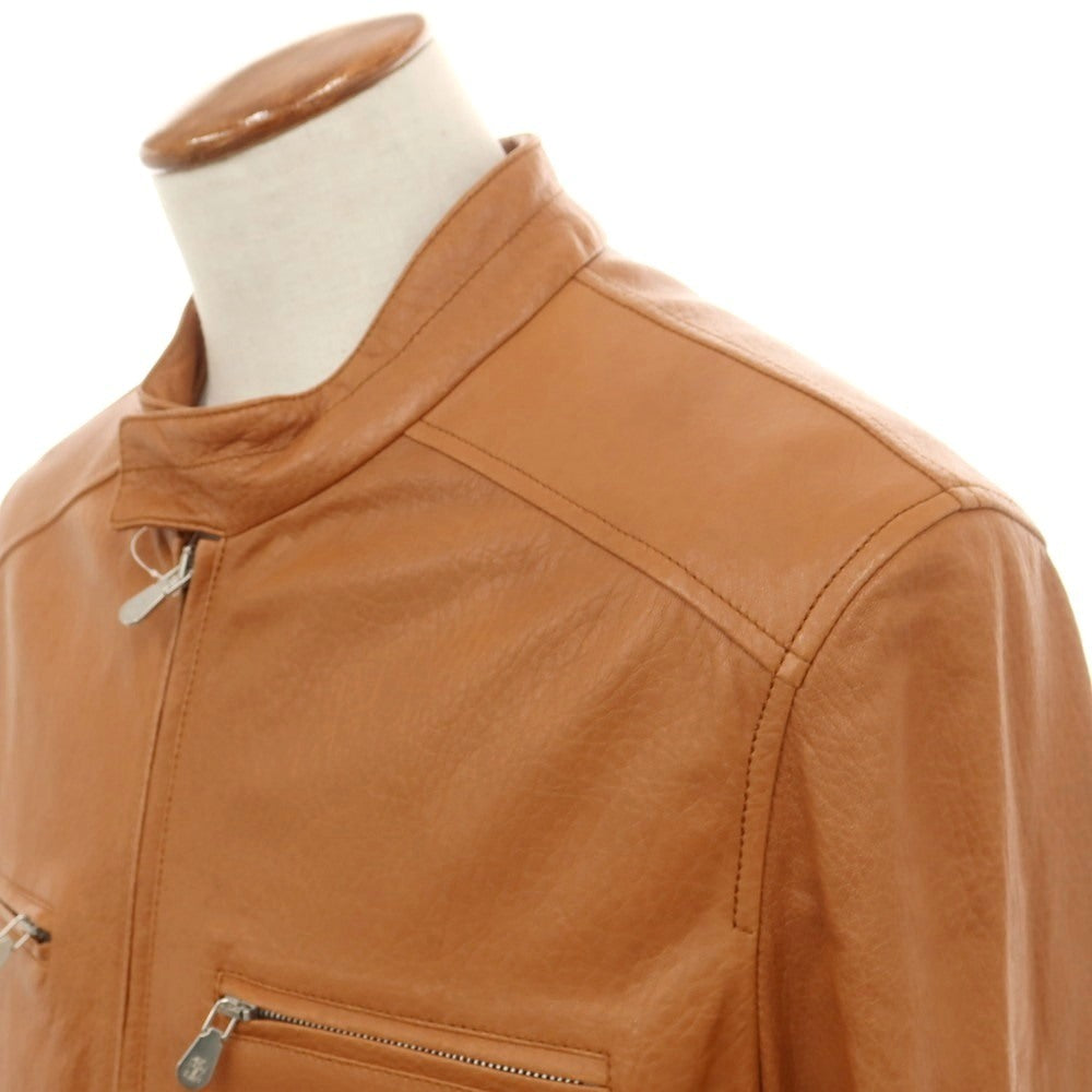 【新品】ブルネロクチネリ Brunello Cucinelli シングルライダース レザーブルゾン ライトブラウン【サイズＭ】【 状態ランクN 】【 メンズ 】 [DPD]