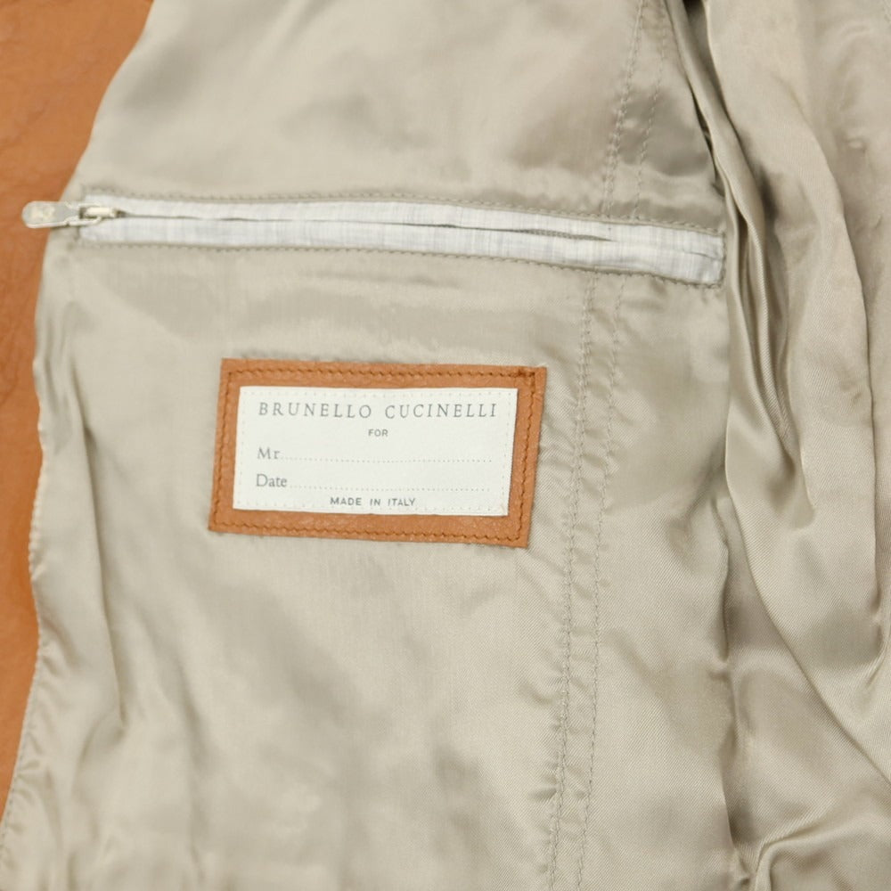 【新品】ブルネロクチネリ Brunello Cucinelli シングルライダース レザーブルゾン ライトブラウン【サイズＭ】【 状態ランクN 】【 メンズ 】 [DPD]