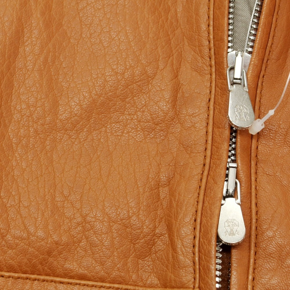 【新品】ブルネロクチネリ Brunello Cucinelli シングルライダース レザーブルゾン ライトブラウン【 Ｍ 】【 状態ランクN 】【 メンズ 】