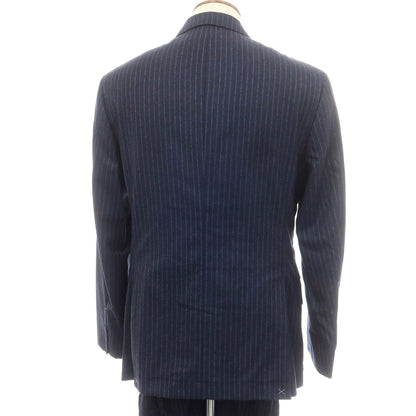 【新品】ブルネロクチネリ Brunello Cucinelli ウール ストライプ 6B ダブルスーツ ネイビーxホワイト【 48 】【 状態ランクN 】【 メンズ 】