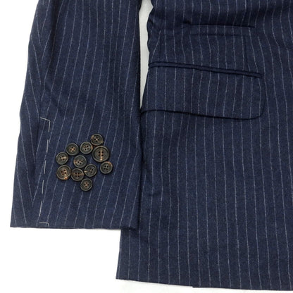 【新品】ブルネロクチネリ Brunello Cucinelli ウール ストライプ 6B ダブルスーツ ネイビーxホワイト【 48 】【 状態ランクN 】【 メンズ 】