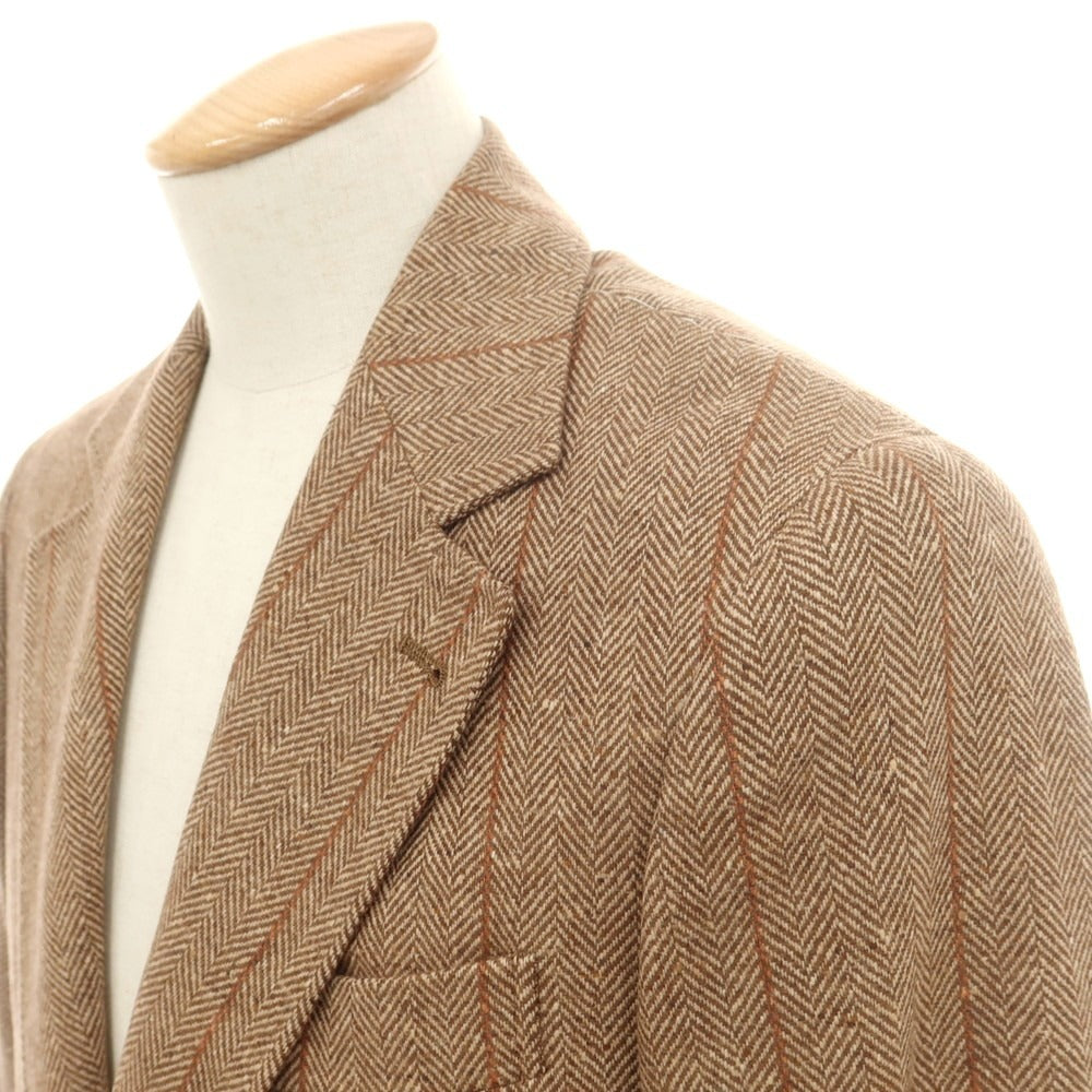 【新品】ブルネロクチネリ Brunello Cucinelli ウールカシミヤ ヘリンボーン テーラードジャケット ベージュ【 44 】【 状態ランクN 】【 メンズ 】