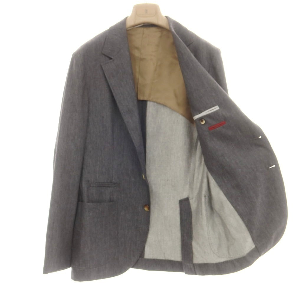 【新品】ブルネロクチネリ Brunello Cucinelli ツイルウール テーラードジャケット グレー【サイズ48】【 状態ランクN 】【 メンズ 】 [DPD]
