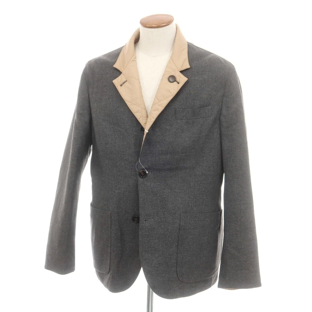 【新品】ブルネロクチネリ Brunello Cucinelli ウールシルクカシミヤ キルティング リバーシブルジャケット ダークグレーxベージュ【サイズＭ】【 状態ランクN 】【 メンズ 】 [DPD]