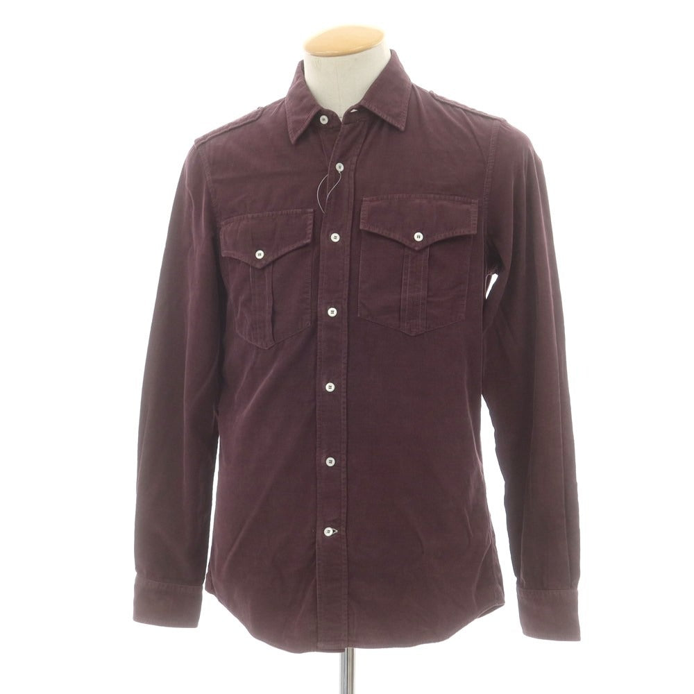 【新品】ブルネロクチネリ Brunello Cucinelli コーデュロイ ミリタリーシャツ ワインパープル【 XS 】【 状態ランクN 】【 メンズ 】
