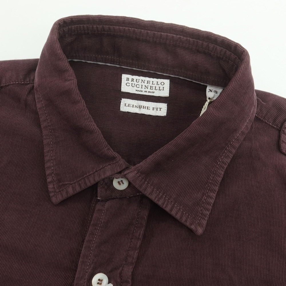 【新品】ブルネロクチネリ Brunello Cucinelli コーデュロイ ミリタリーシャツ ワインパープル【 XS 】【 状態ランクN 】【 メンズ 】