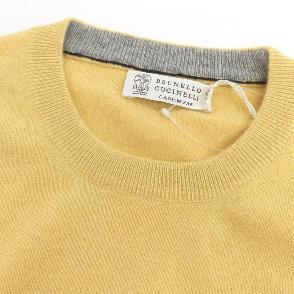 【新品】ブルネロクチネリ Brunello Cucinelli カシミヤ クルーネックニット ライトイエロー【 42 】【 状態ランクN 】【 メンズ 】