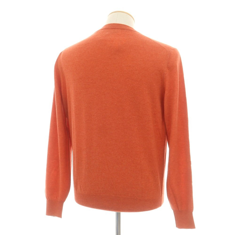 【新品】ブルネロクチネリ Brunello Cucinelli カシミヤ クルーネックニット オレンジ【サイズ46】【 状態ランクN 】【 メンズ 】 [DPD]