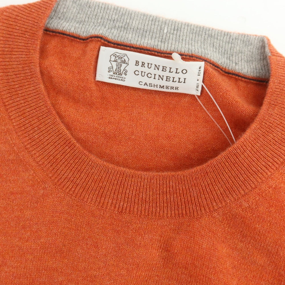 【新品】ブルネロクチネリ Brunello Cucinelli カシミヤ クルーネックニット オレンジ【 46 】【 状態ランクN 】【 メンズ 】
