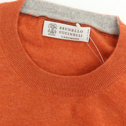 【新品】ブルネロクチネリ Brunello Cucinelli カシミヤ クルーネックニット オレンジ【 46 】【 状態ランクN 】【 メンズ 】