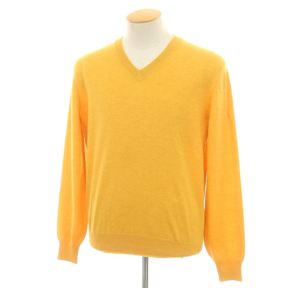 【新品】ブルネロクチネリ Brunello Cucinelli カシミヤ Vネックニット オレンジイエロー【 46 】【 状態ランクN 】【 メンズ 】