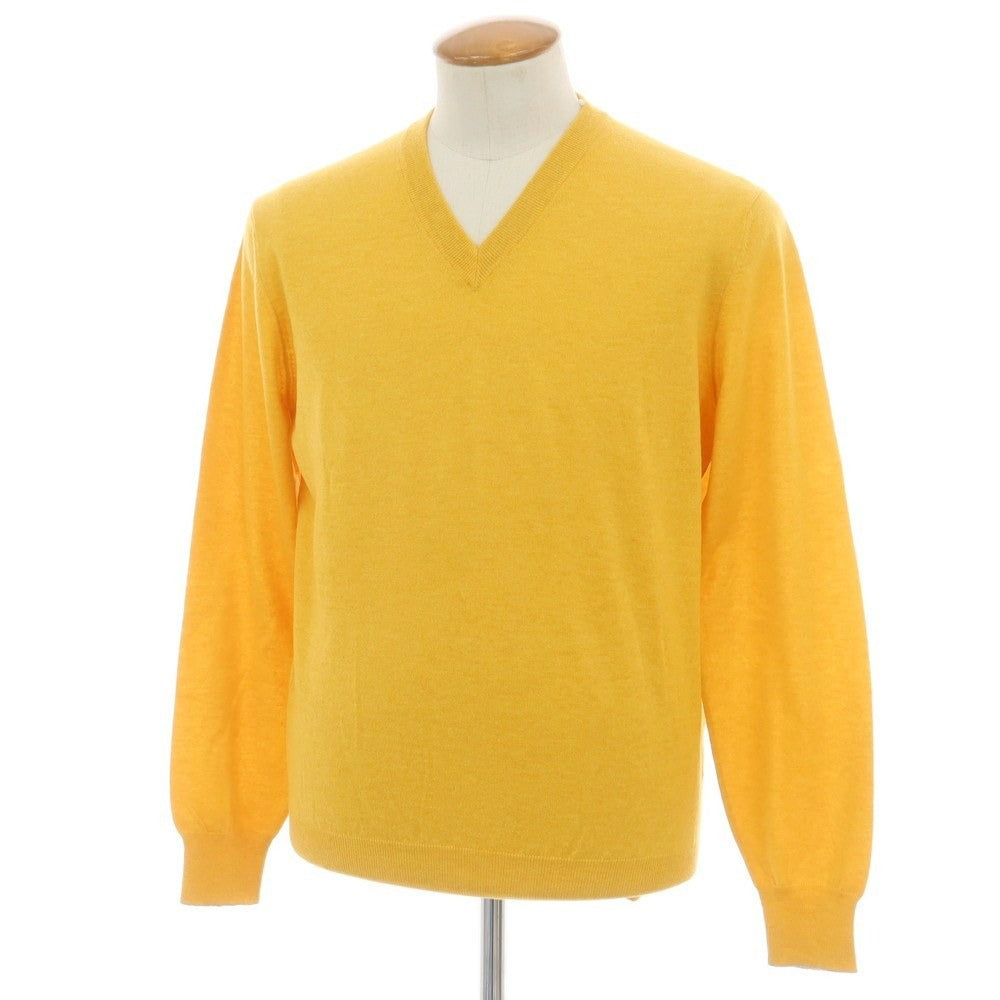【新品】ブルネロクチネリ Brunello Cucinelli カシミヤ Vネックニット オレンジイエロー【 48 】【 状態ランクN 】【 メンズ 】