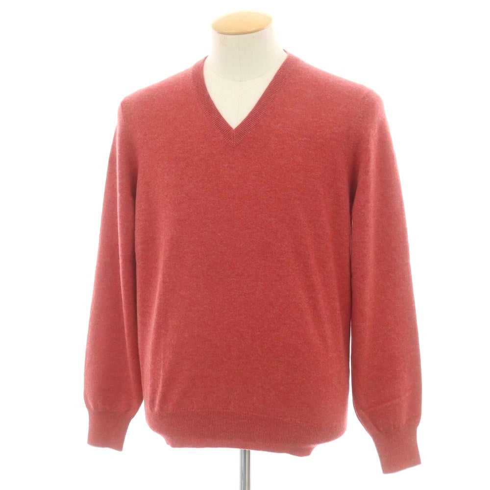 【新品】ブルネロクチネリ Brunello Cucinelli カシミヤ Vネックニット レッド【サイズ46】【 状態ランクN 】【 メンズ 】 [DPD]