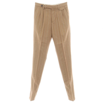 【新品】ブルネロクチネリ Brunello Cucinelli ウール ストライプ カジュアルスラックスパンツ ベージュxグレー【 44 】【 状態ランクN 】【 メンズ 】