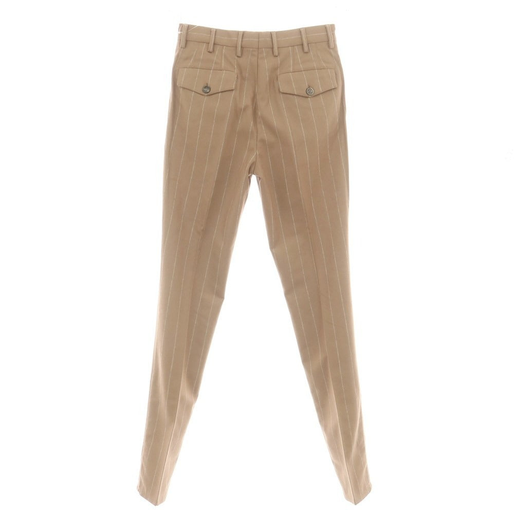 【新品】ブルネロクチネリ Brunello Cucinelli ウール ストライプ カジュアルスラックスパンツ ベージュxグレー【 44 】【 状態ランクN 】【 メンズ 】