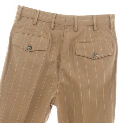 【新品】ブルネロクチネリ Brunello Cucinelli ウール ストライプ カジュアルスラックスパンツ ベージュxグレー【 44 】【 状態ランクN 】【 メンズ 】