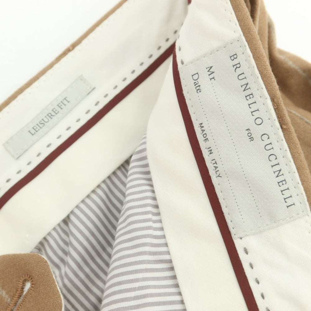 【新品】ブルネロクチネリ Brunello Cucinelli ウール ストライプ カジュアルスラックスパンツ ベージュxグレー【 サイズ44 】【 状態ランクN 】【 メンズ 】 [CPD]