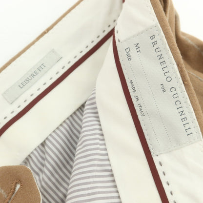 【新品】ブルネロクチネリ Brunello Cucinelli ウール ストライプ カジュアルスラックスパンツ ベージュxグレー【 44 】【 状態ランクN 】【 メンズ 】