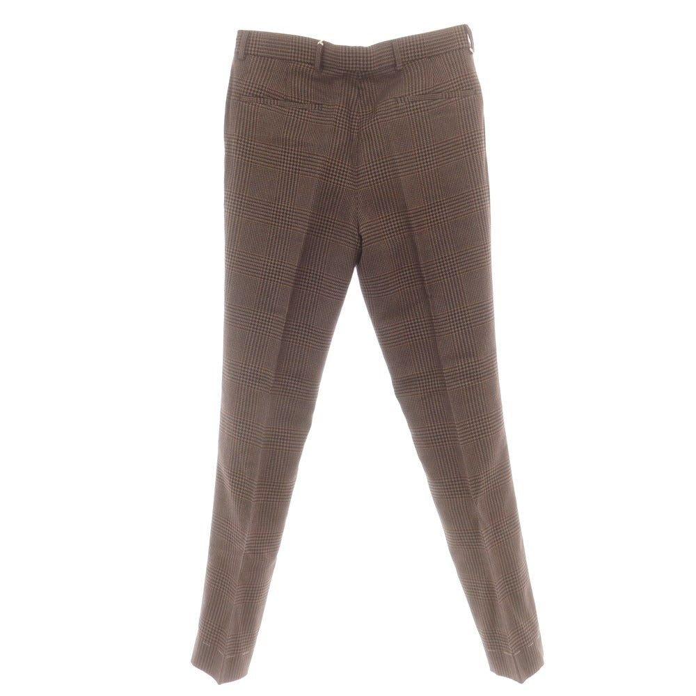 【新品】ブルネロクチネリ Brunello Cucinelli ウールリネン チェック ドレススラックスパンツ ブラウンxネイビー【 48 】【 状態ランクN 】【 メンズ 】