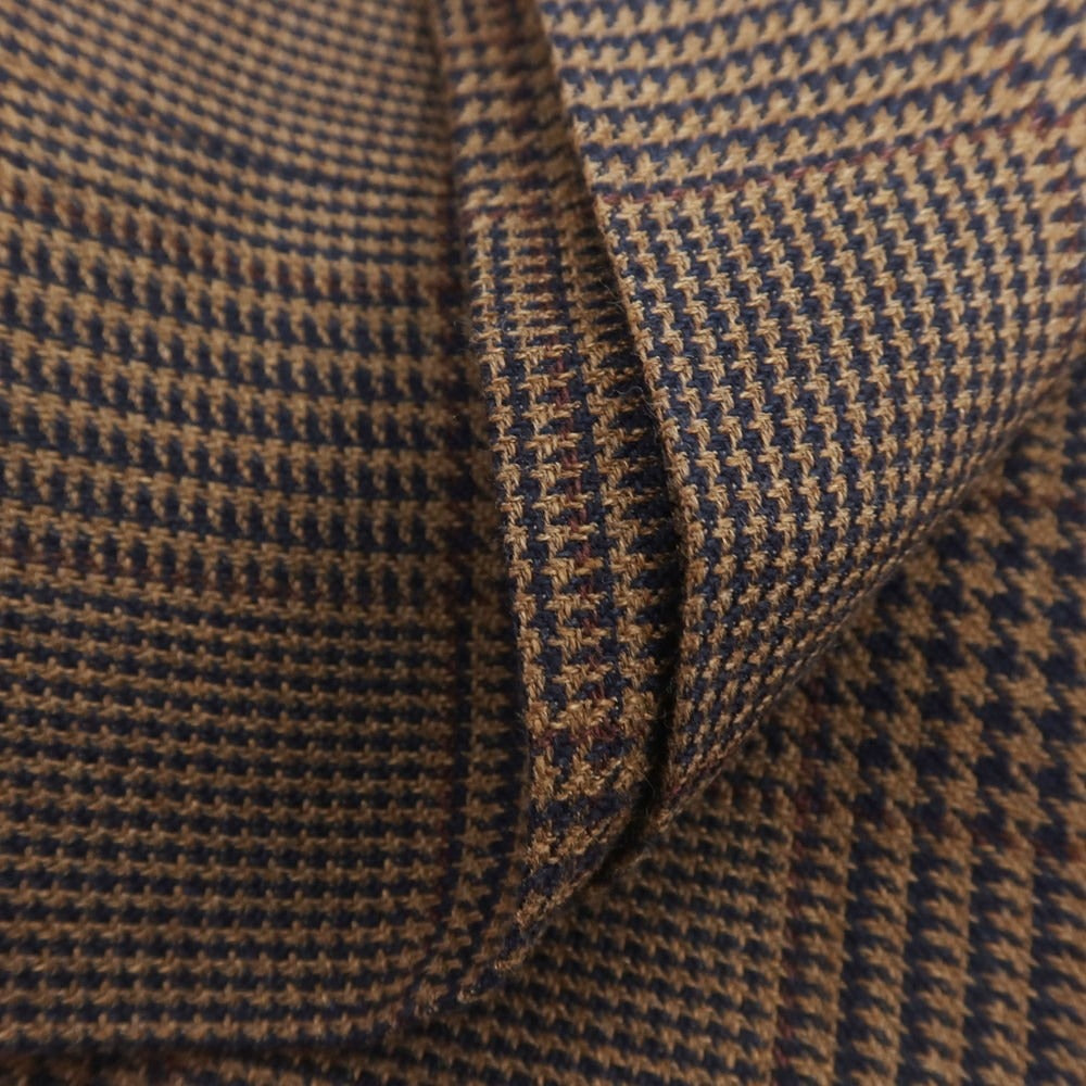 【新品】ブルネロクチネリ Brunello Cucinelli ウールリネン チェック ドレススラックスパンツ ブラウンxネイビー【 48 】【 状態ランクN 】【 メンズ 】