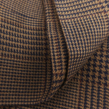 【新品】ブルネロクチネリ Brunello Cucinelli ウールリネン チェック ドレススラックスパンツ ブラウンxネイビー【 48 】【 状態ランクN 】【 メンズ 】