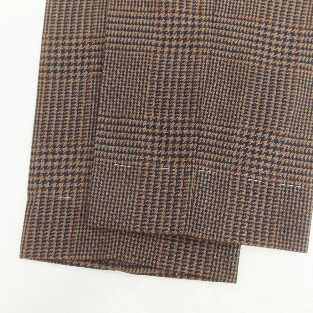 【新品】ブルネロクチネリ Brunello Cucinelli ウールリネン チェック ドレススラックスパンツ ブラウンxネイビー【 48 】【 状態ランクN 】【 メンズ 】