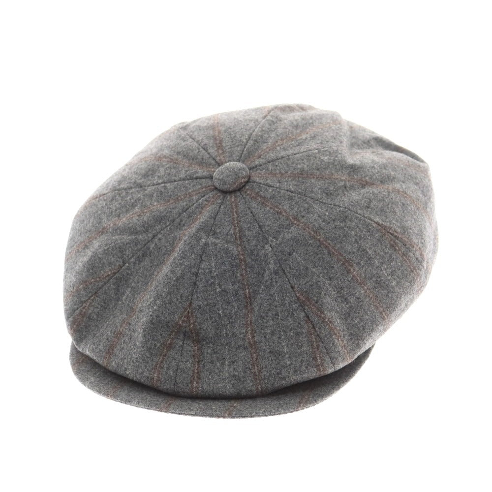 【新品】ブルネロクチネリ Brunello Cucinelli ウールシルクカシミヤ ハンチング 帽子 グレーxブラウン【 M 】【 状態ランクN 】【 メンズ 】