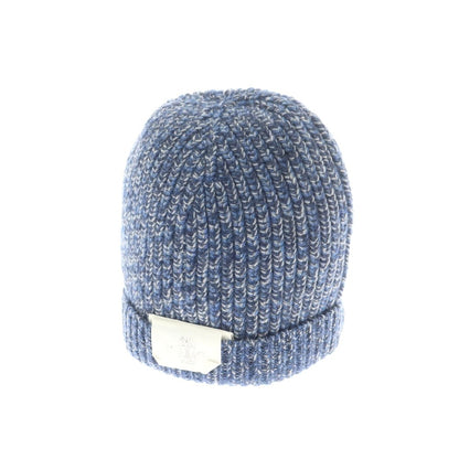 【新品】ブルネロクチネリ Brunello Cucinelli ウールカシミヤ ニットキャップ 帽子 ブルーxホワイト【 L 】【 状態ランクN 】【 メンズ 】
