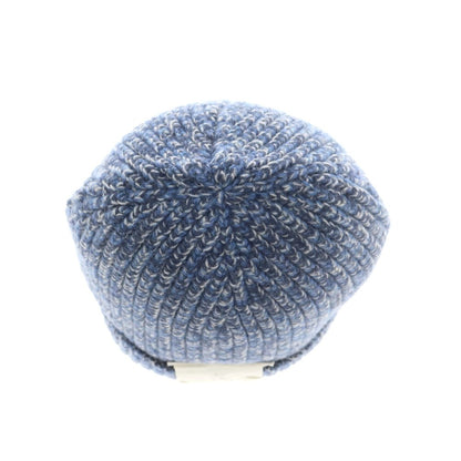 【新品】ブルネロクチネリ Brunello Cucinelli ウールカシミヤ ニットキャップ 帽子 ブルーxホワイト【 L 】【 状態ランクN 】【 メンズ 】