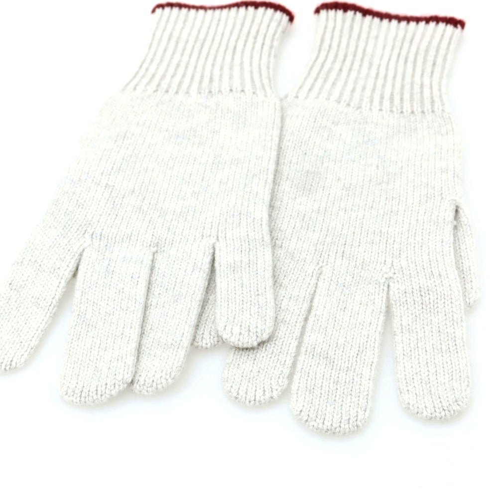 【新品】ブルネロクチネリ Brunello Cucinelli カシミヤ 手袋 ニットグローブ ライトグレーxワインレッド【 M 】【 状態ランクN 】【 メンズ 】
