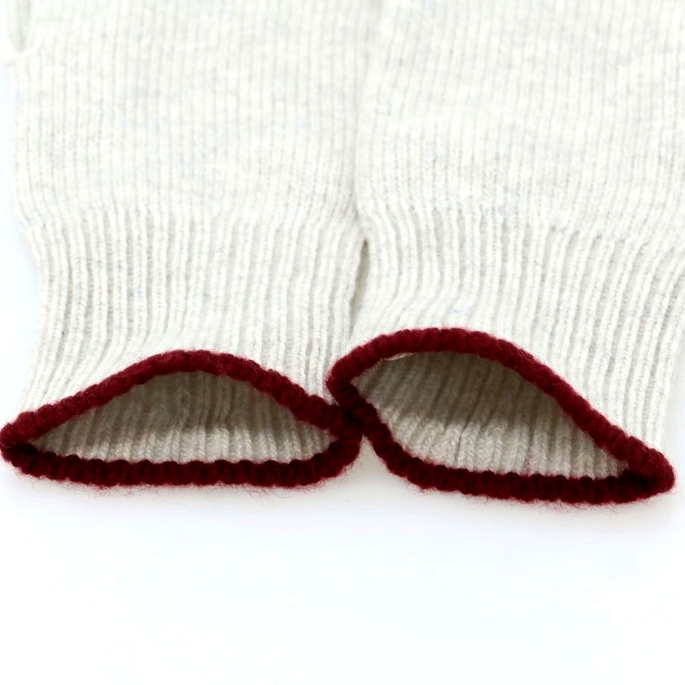 【新品】ブルネロクチネリ Brunello Cucinelli カシミヤ 手袋 ニットグローブ ライトグレーxワインレッド【 M 】【 状態ランクN 】【 メンズ 】