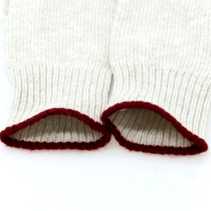 【新品】ブルネロクチネリ Brunello Cucinelli カシミヤ 手袋 ニットグローブ ライトグレーxワインレッド【 M 】【 状態ランクN 】【 メンズ 】