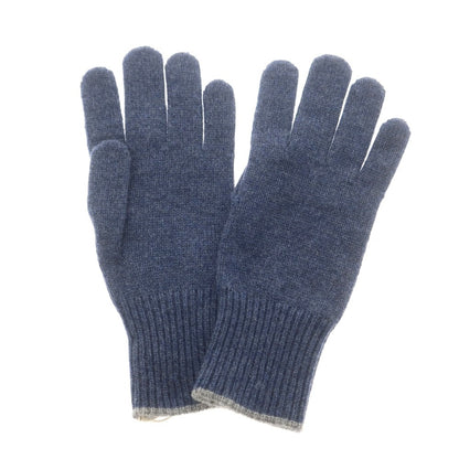 【新品】ブルネロクチネリ Brunello Cucinelli カシミヤ 手袋 ニットグローブ ライトネイビーxグレー【 S（紙タグ表記） 】【 状態ランクN 】【 メンズ 】