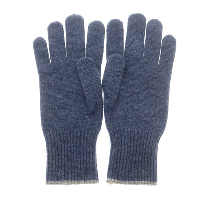 【新品】ブルネロクチネリ Brunello Cucinelli カシミヤ 手袋 ニットグローブ ライトネイビーxグレー【 S（紙タグ表記） 】【 状態ランクN 】【 メンズ 】